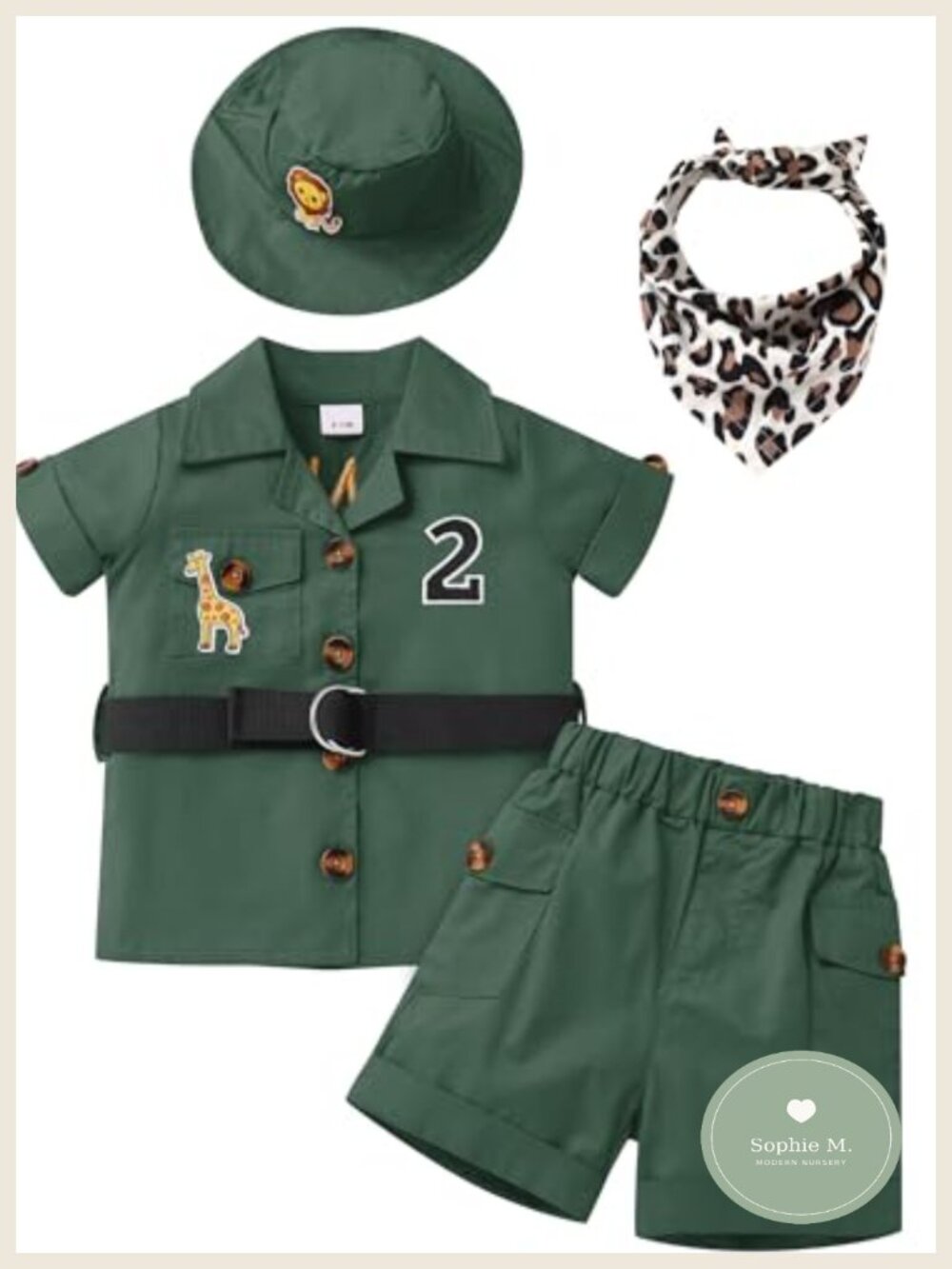 Baby Boy Safari Outfit First Birthday Jungle Explorer Cake Smash Short Set